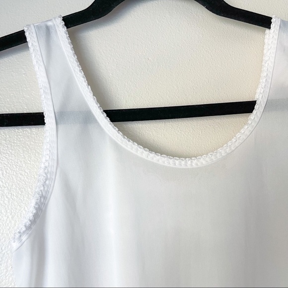 Butterfly Lace White See Through Nylon Tank - Sleep Bedtime Pajamas - Picture 4 of 5